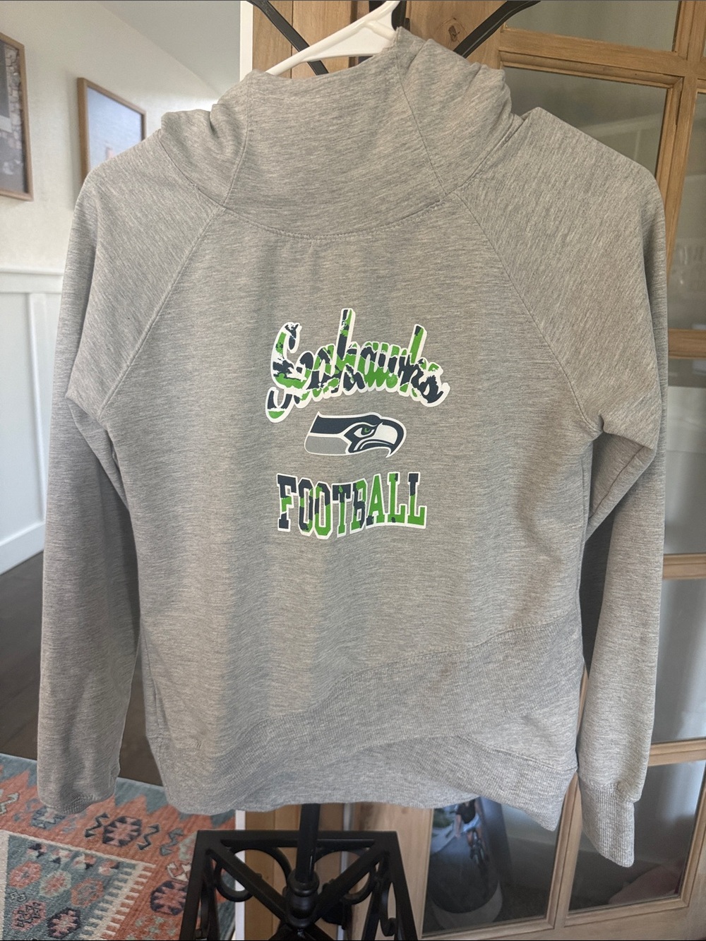 NFL Gray Sweatshirt with Green & Navy Seahawks Logo